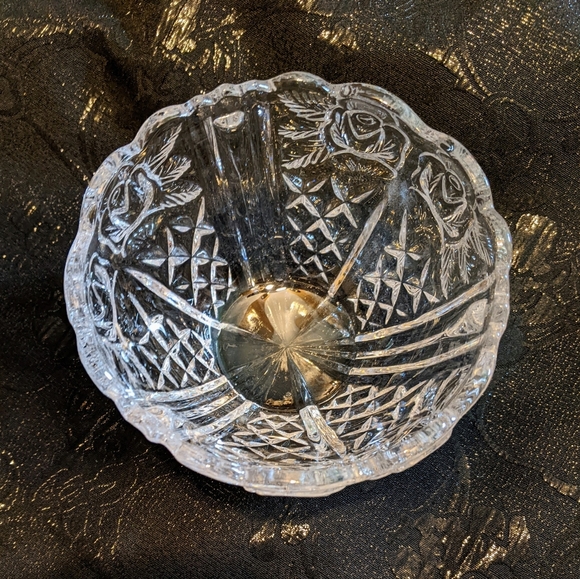 Anna Hutte Crystal Rose Bowl Hand cut Bleikristall Germany 24% Lead Crystal - Picture 9 of 9